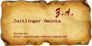 Zeitlinger Aminta névjegykártya